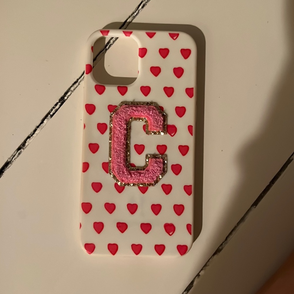 roller rabbit pink heart cases with C from stoney clover